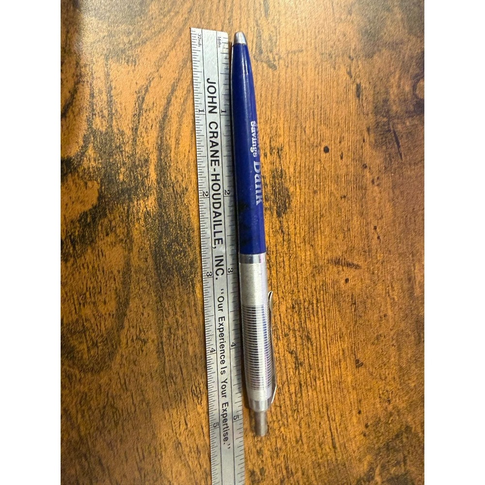 Vintage San Diego Trust & Savings Bank Advertising Pen Blue Silver Retractable